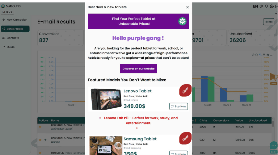 Aperçu du module E-mailing