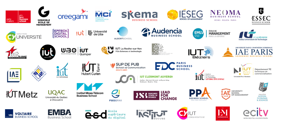 Quelques écoles et universités clientes de Simbound en France