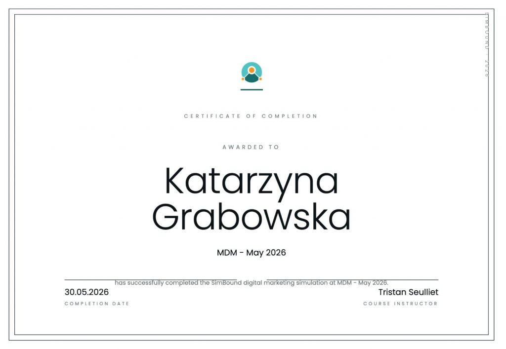 Le certificat obtenu en fin de partie par une des étudiantes du cours. Le certificat obtenu en fin de partie par une des étudiantes du cours.