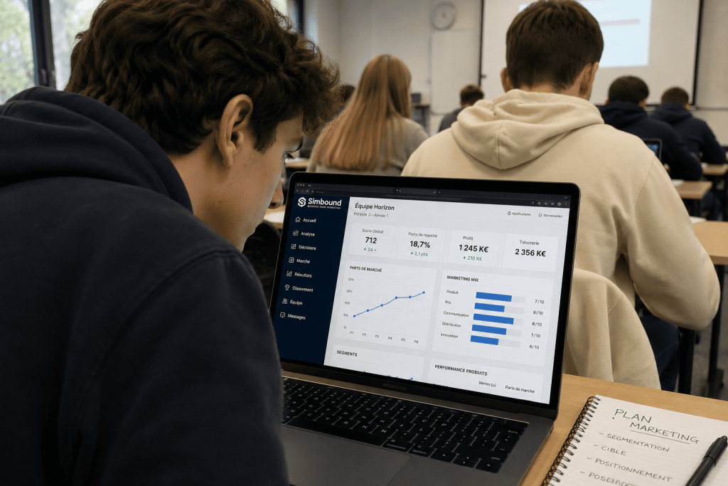 Un étudiant doté du super pouvoir d'espionnage, en train d'analyser la stratégie d'une équipe concurrente. Un étudiant doté du super pouvoir d'espionnage, en train d'analyser la stratégie d'une équipe concurrente.